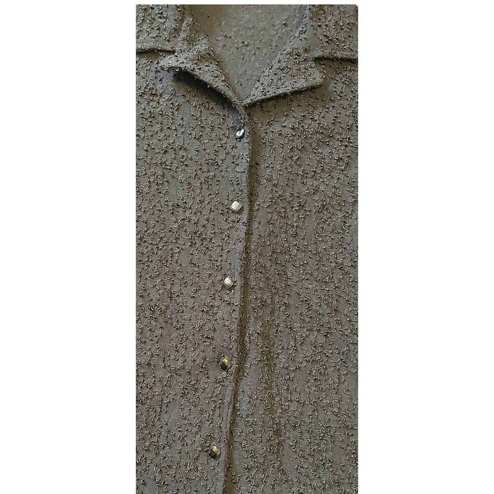 Front Street Womens Large Button Up Cardigan Black Collar Diamond Shape Button - Picture 5 of 11